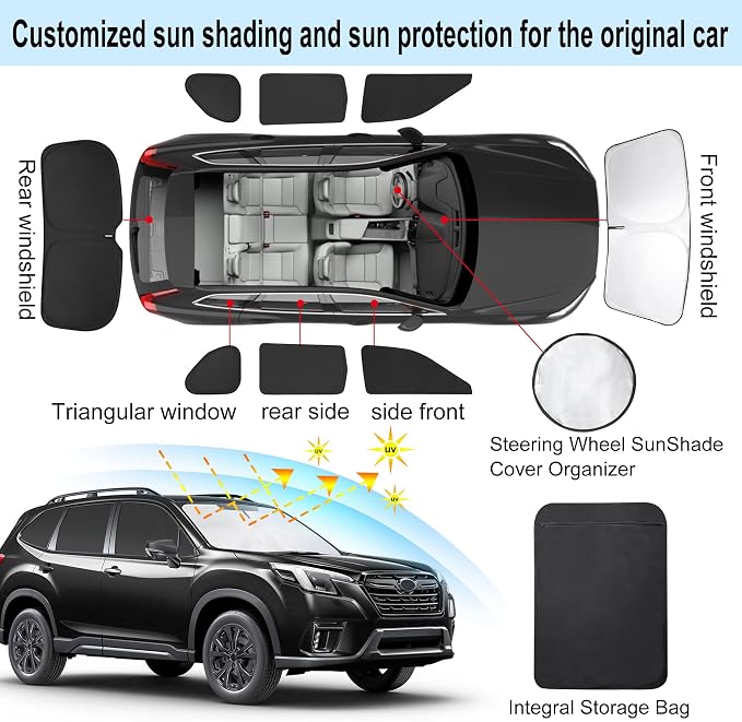TINGLU Window Shades for Subaru Forester 2019-2024 Accessories Car Side Full - Image 3