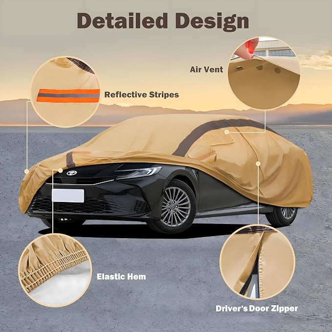 Corolla Car Cover Heavy Duty Waterproof All Weather Compatible - Image 2