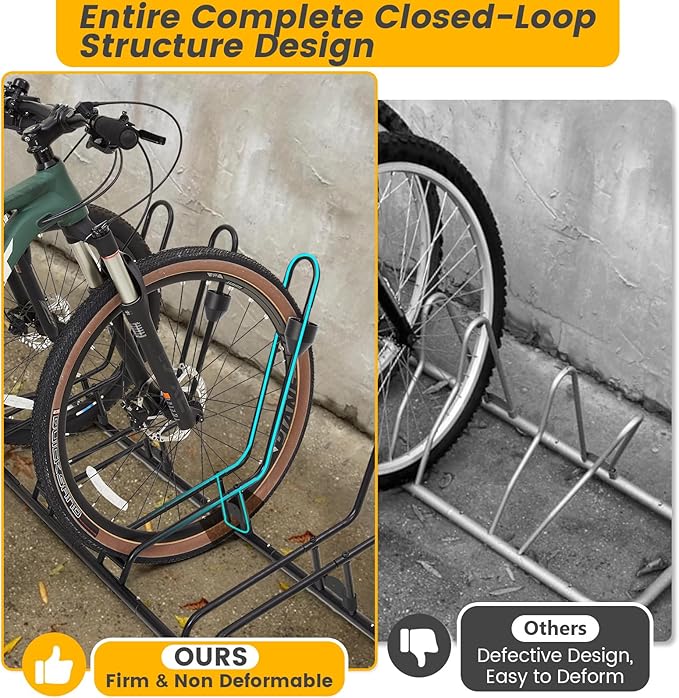 Floor Bike Rack for 5 Bikes, Safeguard Disc Brakes & Derailleurs Design - Image 3