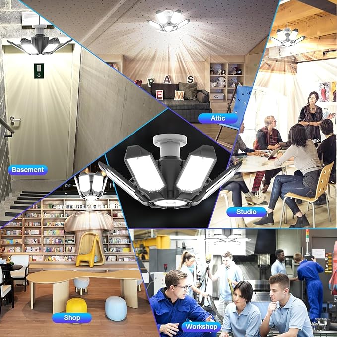 6 Pack 220W Garage Light Ceiling Led Deformable LED Shop Lights - Image 6