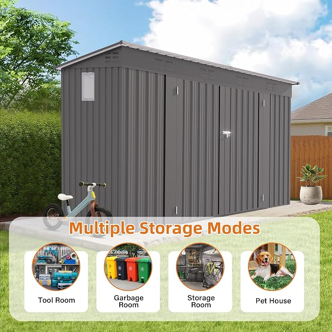 4x9 FT Outdoor Storage Shed, Metal Shed W/Window, Garden Storage Shed W/ 6 Air - Image 8
