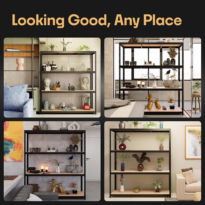 Storage Shelves: 5 Storage Shelves Heavy Duty w/ 2, 200 lb Total Load Capacity - Image 6