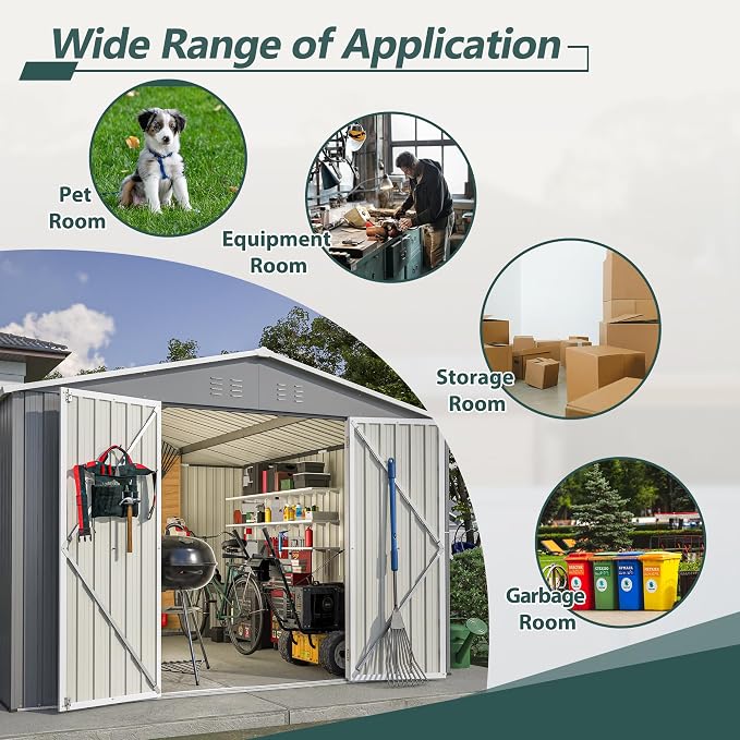 10x10 FT Outdoor Storage Shed, Large Metal Tool Sheds - Image 5
