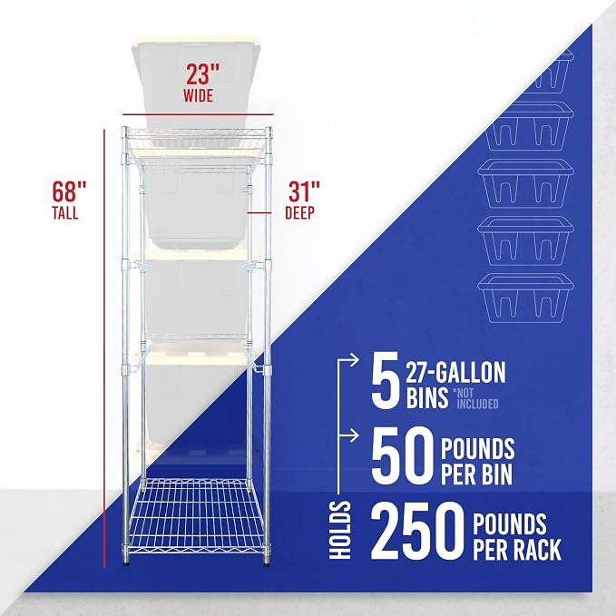 SafeRacks 5-Tier Steel Tote Rack WS-BR27 - Image 2