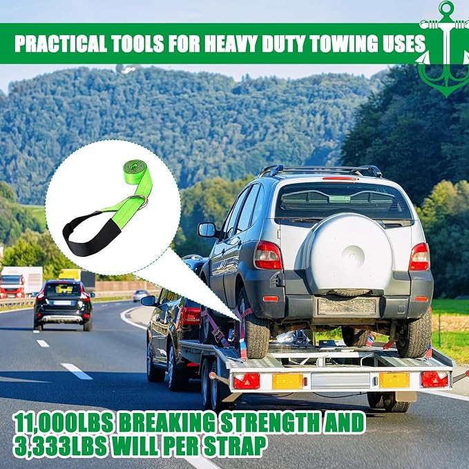8 Pack 2" X 8ft Tow Truck Straps Lasso Wheel Lift Straps Lasso Tow Strap - Image 4