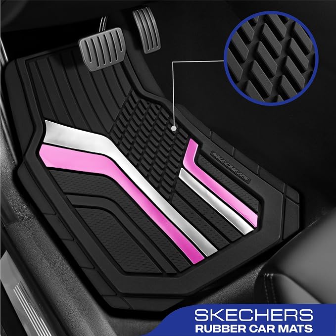Skechers Heavy Duty Rubber Car Floor Mats, Dual Color Design Floor Mats - Image 2