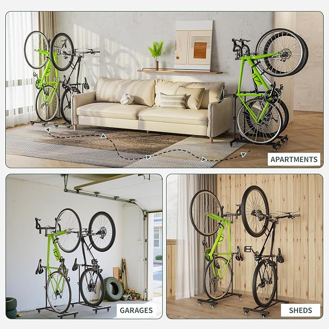 Vertical Bike Stand, Upright Bike Parking Rack Floor, Adjustable Bicycle Storage - Image 8