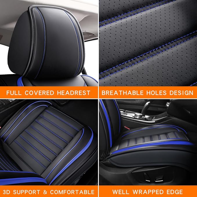 Leather Car Seat Covers Full Set, Universal Faux Leather Car Seat Covers 5 Seats - Image 7