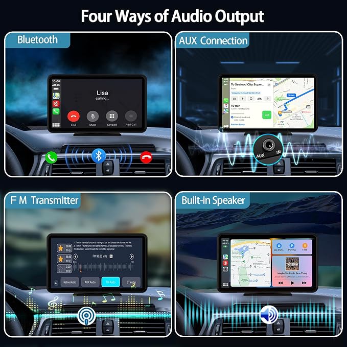 for Apple Carplay Wireless Portable 7" Touchscreen Car Stereo Voice Control - Image 5
