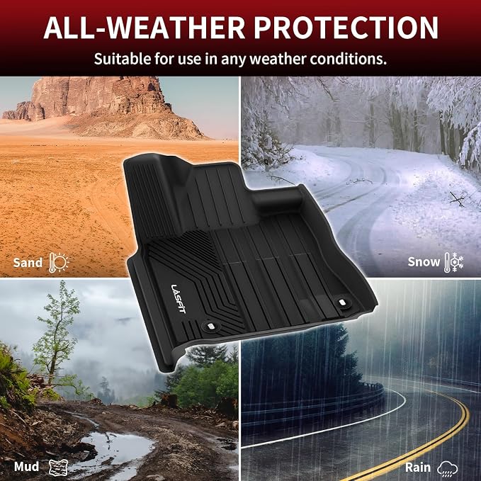LASFIT Floor Mats for Toyota Tundra 2014-2021 CrewMax Cab, All Weather Custom - Image 7