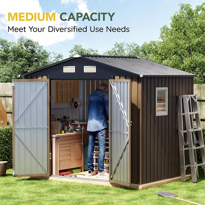 Breezz 8x6FT Outdoor Steel Storage Shed - Image 4
