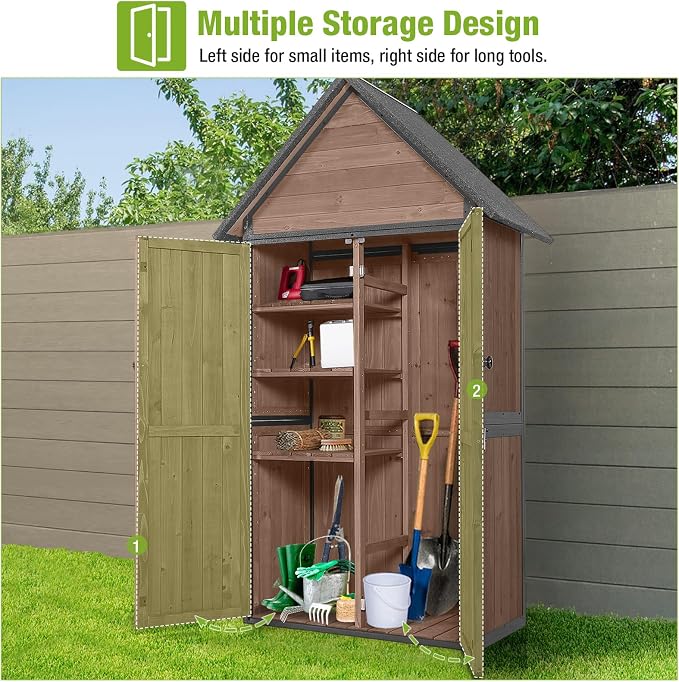 GUTINNEEN Sheds Outdoor Storage Wooden Garden Tool Shed - Image 3