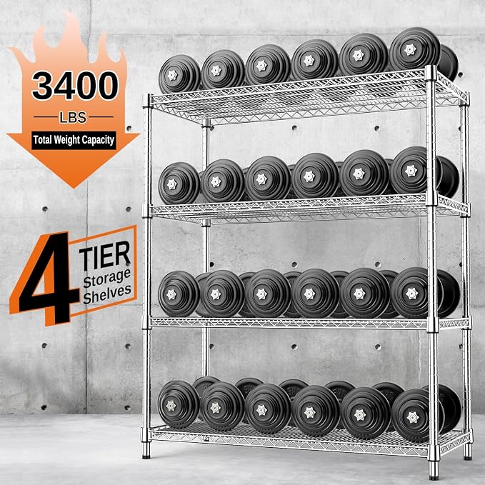 IZEUK 2640 LBS Garage Shelving Wide Storage Shelves 4 Tier Metal Shelves Heavy - Image 4