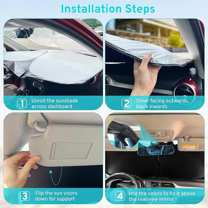 XHRING Windshield Sun Shade Sunshade Compatible - Image 7
