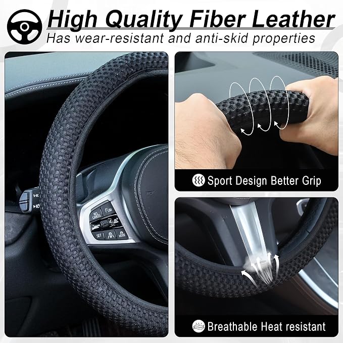 alpmosn Elastic Stretch Steering Wheel Cover, Universal Interior Accessories - Image 3