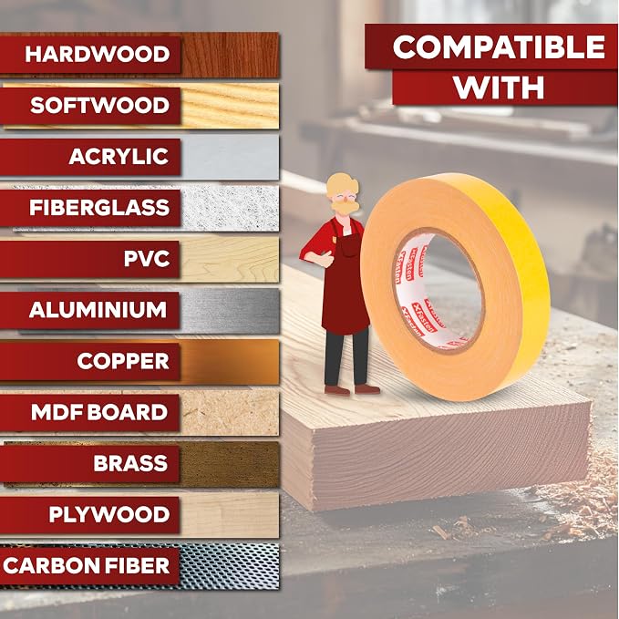 XFasten Double Sided Woodworking Tape 3 Inches x 90 Feet, Residue-Free and - Image 7