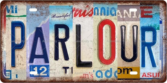PARLOUR Space Vintage Metal Tin Sign License Plate Bar Cafe Garage Cave Home by Unknown