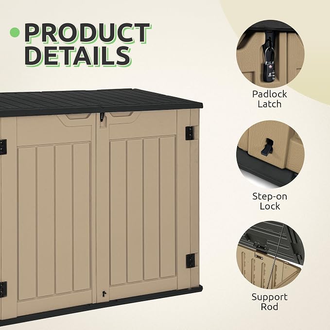 GOOBED Horizontal Shed with Padlock Latch, Outdoor Storage Shed - Image 7