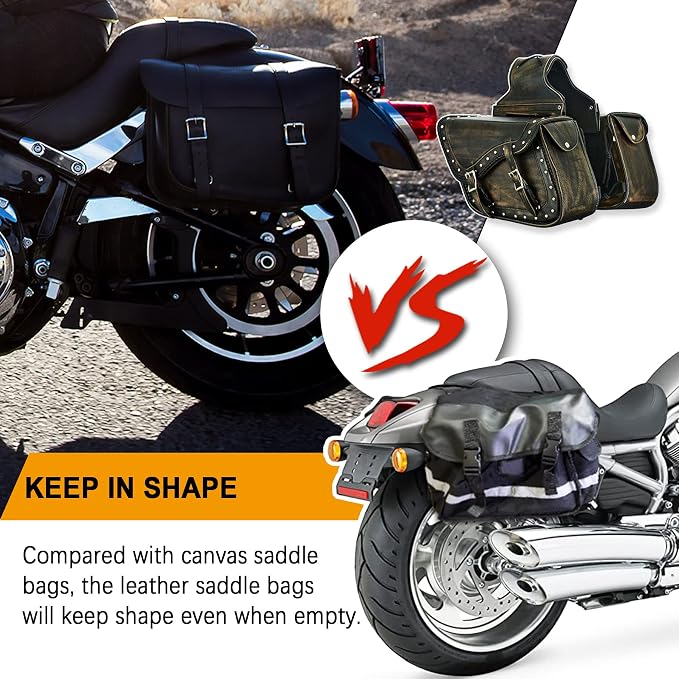 Dream Apparel Naked Cowhide Leather Motorcycle Saddle Bags Studded Throw Over - Image 3