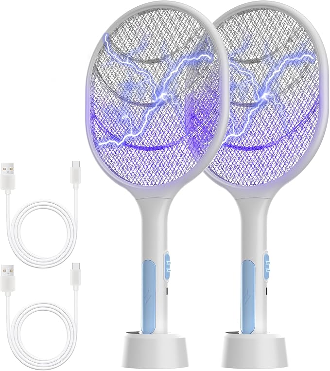 Bug Zapper 2 Pack, VANELC Electric Fly Swatter Racket Fly Zapper, 3000 Volt USB by VANELC