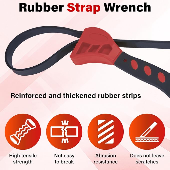 2 PCS Strap Wrench Plumbing, Rubber Strap Wrench, 24 Inch & 19.7 Inch Oil - Image 3