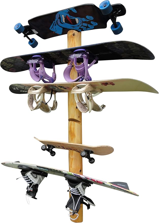 7-Place Wall-Mounted Snowboard Log Rack, Wakeboard Racks, Skateboard Holder - Image 3