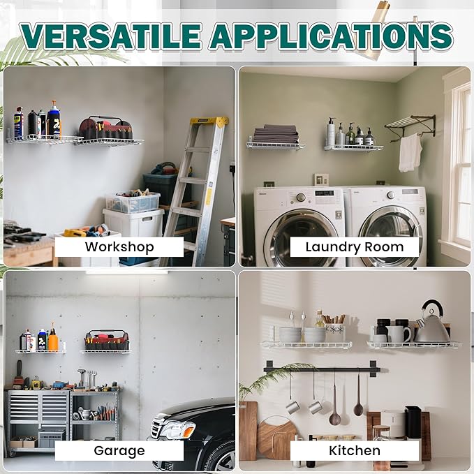 EVERHANGER Garage Wall Shelves 12x18 Inch, Wall Mounted Storage Shelf, Metal - Image 7