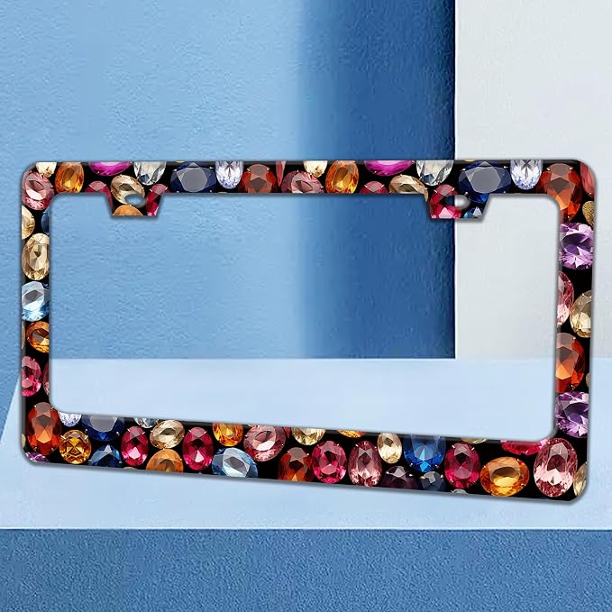 Beautiful Gemstone Pattern License Plate Frame Bling License Plate Holders - Image 2