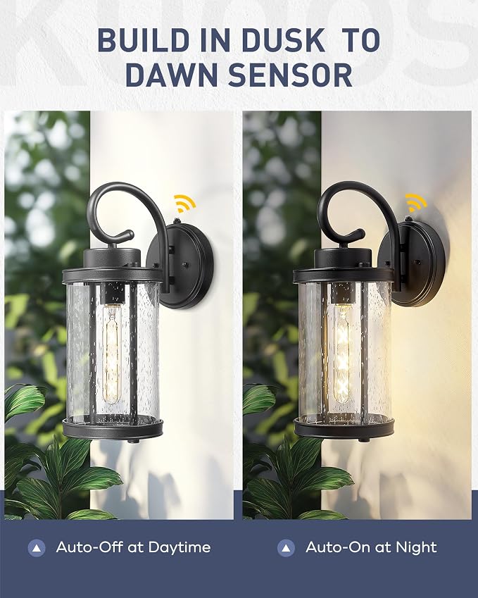 kudos Dusk to Dawn Outdoor Lighting, 15.8 inch Large Cylinder Porch Lights - Image 5
