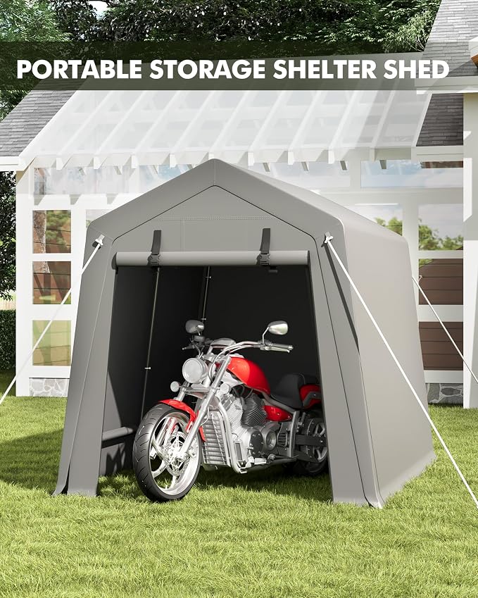 6 x 8 ft Carport Storage Shed, Portable Garage - Image 2