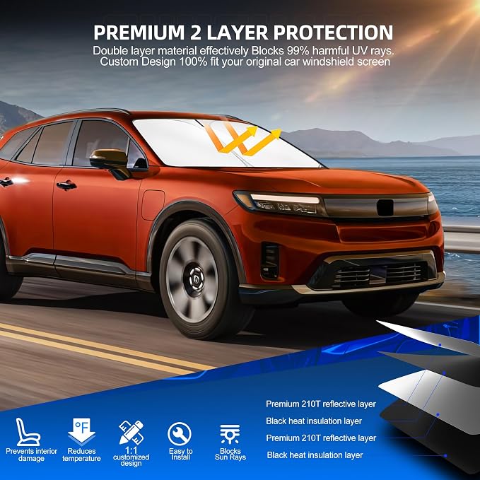 Windshield Sun Shade for Honda Prologue EV 2024-2025 2026 Foldable Sunshade - Image 3