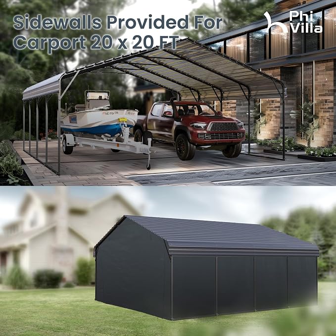 PHI VILLA 20 x 20 ft Carport 2 car Metal Carport Tent - Image 2