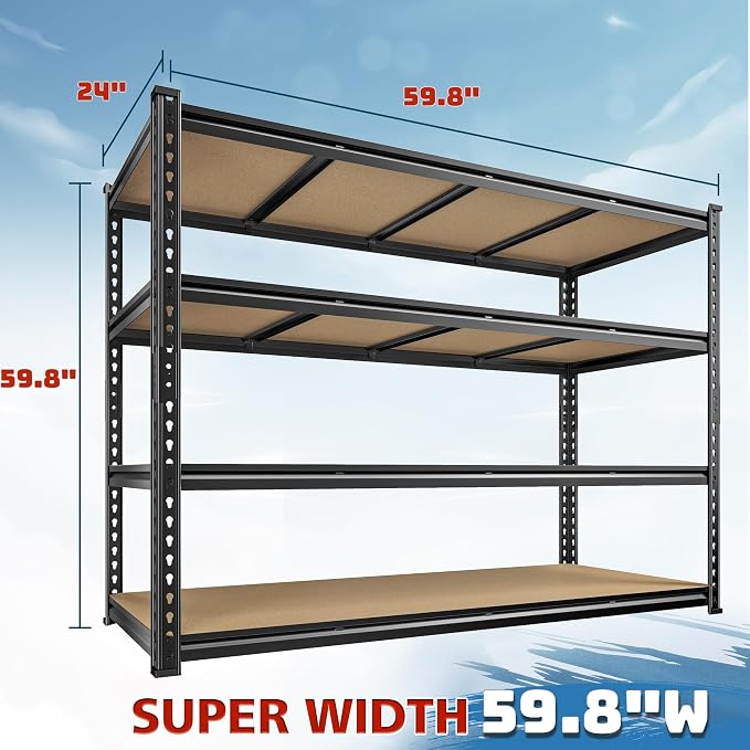 59.8" W Metal Shelving 59.8" H Storage Shelves 2200LBS Garage Shelving - Image 2