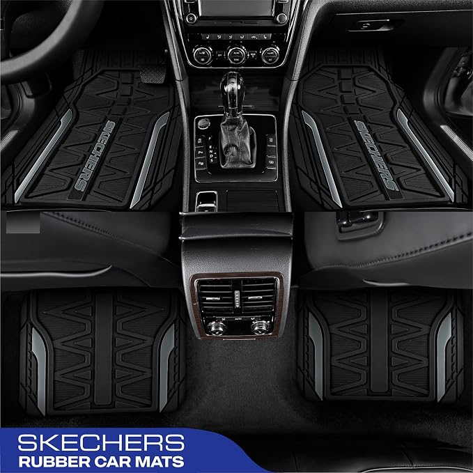 Skechers Car Floor Mats, Heavy Duty Rubber Car Mats Full Set, All Weather Floor - Image 3