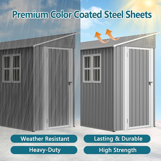 4x10 Ft Outdoor Metal Shed, Heavy-Duty Storage Shed - Image 4