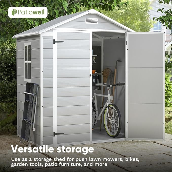 Patiowell 6x4 FT Plastic Outdoor Storage Shed, Resin Shed Perfect to Store - Image 7