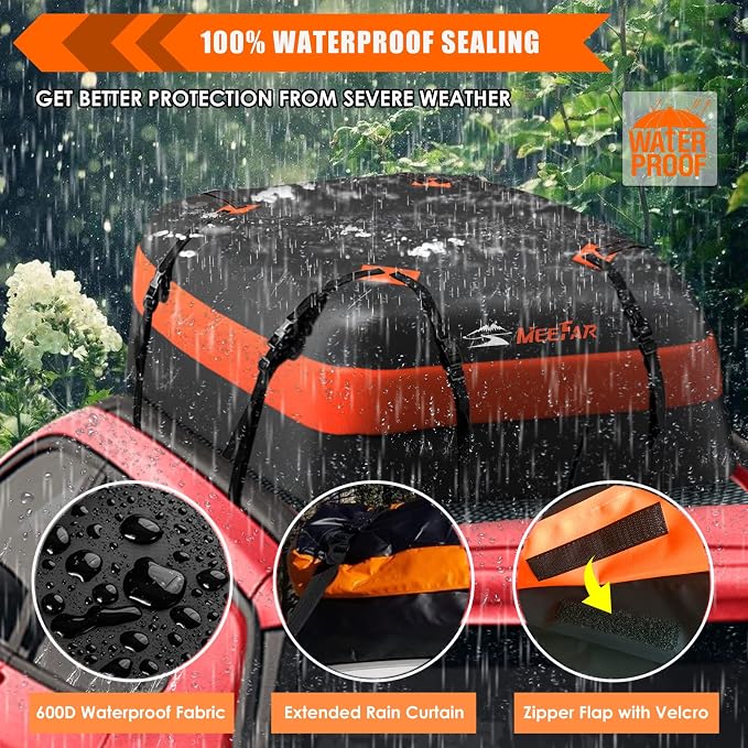 MeeFar Car Roof Bag XBEEK Rooftop top Cargo Carrier Bag Waterproof 15 Cubic feet - Image 7