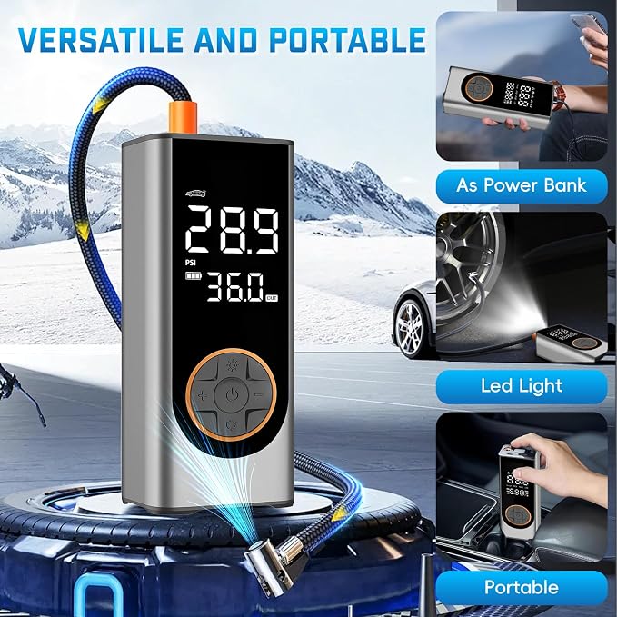 Tire Inflator Portable Air Compressor, 150PSI Cordless Air Pump - Image 7