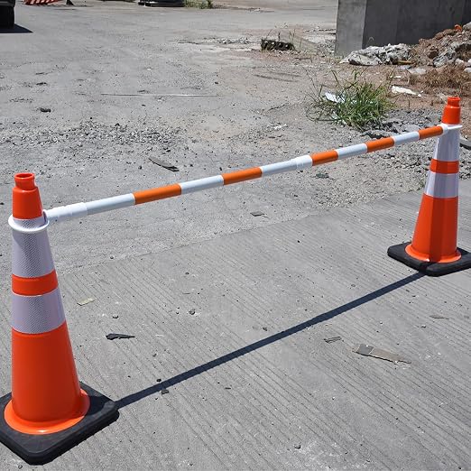 8-Pack Retractable Traffic Safety Cone Bar - 4Ft to 8.8Ft Expandable - PVC - Image 6