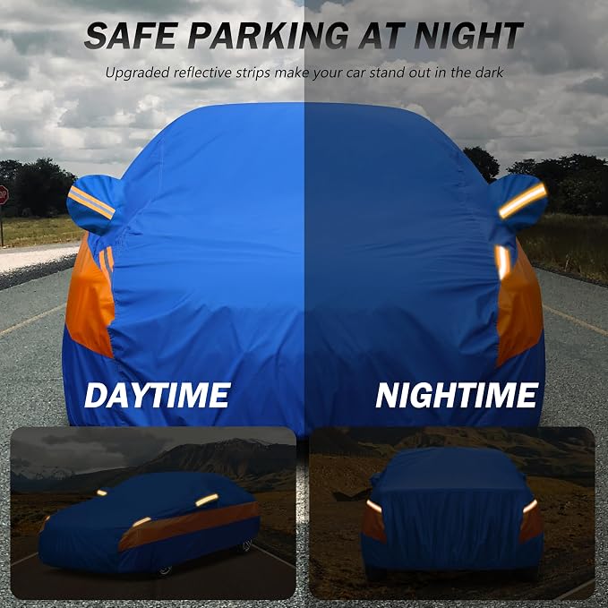 Heavy Duty Outdoor Car Cover Windproof All Weather Waterproof Sun Rain UV Dust - Image 5