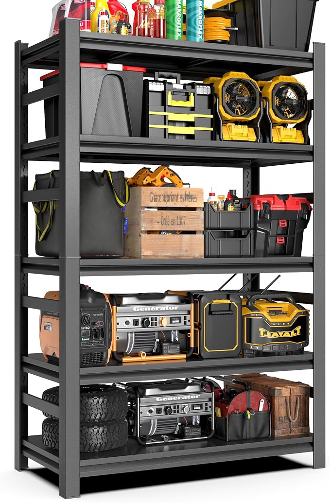 Heavy Duty Commercial Metal Garage Shelving Rack, Adjustable Industrial Steel by HYMNXEMO