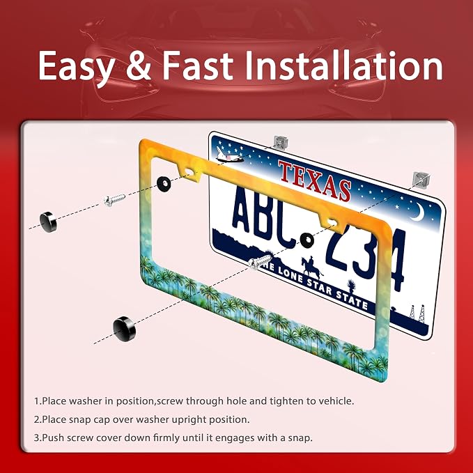 Palm Tree License Plate Frame Tropical Hawaii License Plate Frames Funny Auto - Image 3