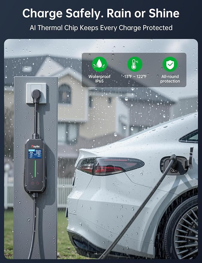 Raylix 32A Level 2 EV Charger, 240V 7.68kW Mobile Electric Car Charger - Image 9