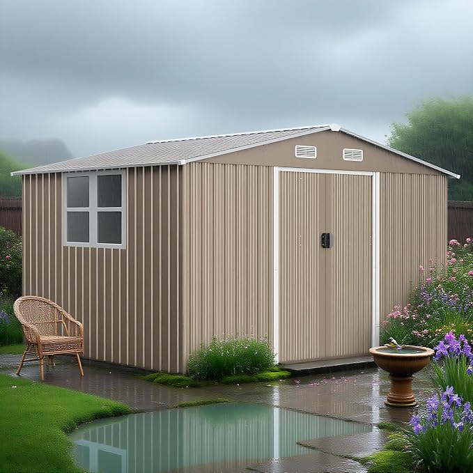 10FT x 8FT Metal Outdoor Storage Shed, Garden Sheds & Outdoor Storage - Image 7