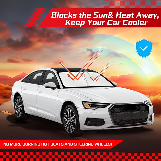ARISMOTOR Windshield Sun Shade for Audi A6 2019-2025, Custom Fit Foldable Front - Image 7