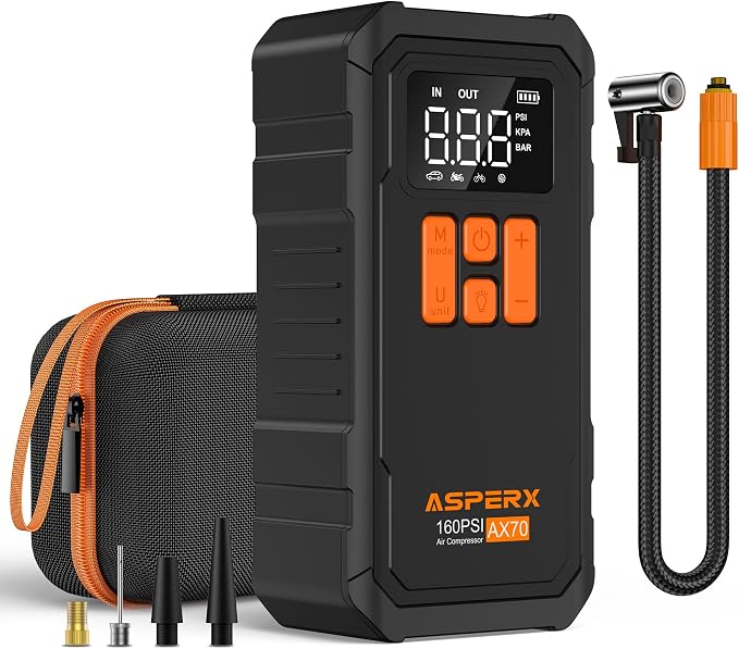 Tire Inflator Portable Air Compressor- 160PSI & 10000mAh Portable Air Pump by AsperX