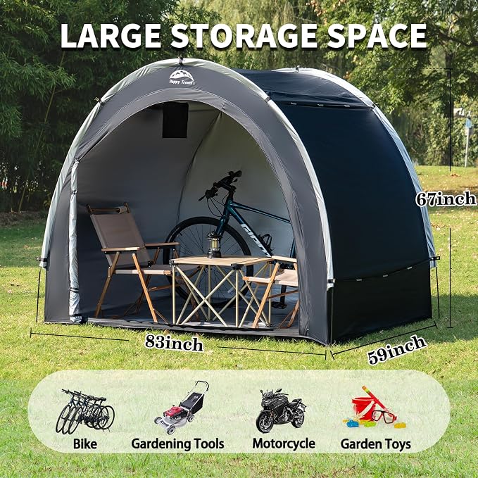 Happy Travel Bike Storage Tent Shed, Outdoor Waterproof Bicycle Covers Shelter - Image 2