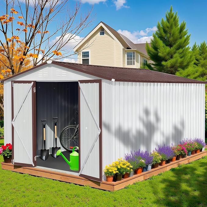 10 x 12 FT Outdoor Storage Metal Shed, Garden Bike Shed by Unknown