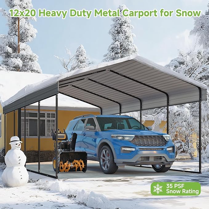 Real Relax 12x20FT Heavy Duty Metal Carport, Outdoor Carport Canopy - Image 3