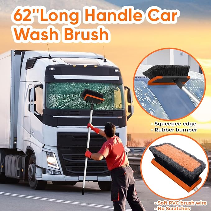 62'' Car Wash Brush with Long Handle, Soft Bristle Scratch-Free Car Wash - Image 2